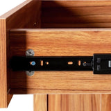 ZUN rattan door Bookshelf Display Case with drawer walnut finish Open Storage Shelves narrow bookcase W33165359