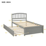 ZUN Twin size Platform Bed Wood Bed Frame with Trundle, Gray WF194302AAE