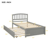 ZUN Twin size Platform Bed Wood Bed Frame with Trundle, Gray WF194302AAE