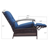 ZUN Patio Recliner Chair with Cushions,Outdoor Adjustable Lounge Chair,Reclining Patio Chairs with W1859113297