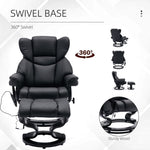 ZUN Massage Recliner and Ottoman, PU Leisure Office Chair with 10 Vibration Points, Adjustable Backrest, W1733102603