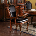 ZUN ACME Chateau De Ville Arm Chair in Black PU & Cherry 10039A