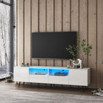 ZUN Modern White TV Stand, 16 Colors LED TV Stand w/Remote Control Lights W132166341