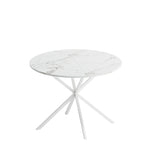 ZUN 42.13'' Modern Cross Leg Round Dining Table, White Marble Top Occasional Table, Two Piece Removable W757140952