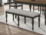 ZUN 1pc Transitional Vintage Style Standard Height Bench Gray Fabric Upholstery Solid Wood Wooden B011P145137