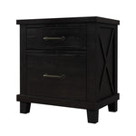 ZUN Rustic Farmhouse Style Solid Pine Wood Blackwash Two-Drawer Nightstand for Bedroom, Living Room, WF301524AAP