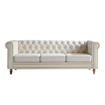 ZUN Chesterfield Velvet Sofa 84.65 inch for Living Room Beige Color W57991499