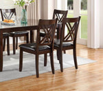 ZUN 7pcs Dining Set Dining Table 6 Side Chairs Clean Espresso Finish Cushion Seats X Design back Chairs HS00F2554-ID-AHD