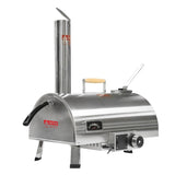 ZUN Pizza Outdoor 12" Automatic Rotatable Pizzas Portable Stainless Steel Wood Fired Pizza W2196134335