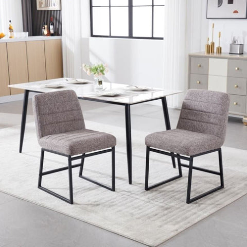 ZUN Upholstered Linen Fabric Dining Chairs Set of 2 With Metal Legs, Mid Century Modern Leisure Chairs W1439125948