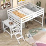 ZUN Full Loft Bed with Platform,ladder,White W50482280