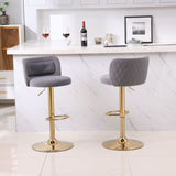 ZUN Modern Barstools Bar Height, Swivel Velvet Bar Counter Height Bar Chairs Adjustable Tufted W1361113181