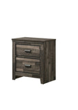 ZUN Contemporary 2-Drawer Nightstand End Table Brown Mixed Finish Two Storage Drawers Black Finished B011P155871
