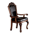 ZUN ACME Chateau De Ville Arm Chair in Black PU & Cherry 10039A