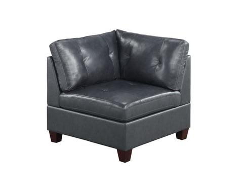 ZUN Contemporary Genuine Leather 1pc Corner Wedge Black Color Tufted Seat Living Room Furniture B01156169