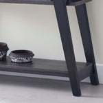 ZUN Wooden Entryway Console Table, Hallway Display Table with Two Shelves in Distressed Grey & Black B107130906