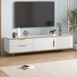 ZUN U-Can Modern TV Stand for 65+ Inch TV, Entertainment Center TV Media Console Table,with 2 Drawers WF315899AAK