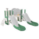 ZUN Kids Slide Playset Structure 7 in 1, Freestanding Spaceship Set with Slide, Arch Tunnel, Ring Toss PP322884AAF