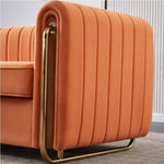 ZUN Contemporary Velvet Sofa Couch 84.25''W for Living Room, Orange W57946170