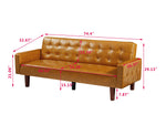 ZUN Brown Convertible Double Folding Living Room Sofa Bed, PU Leather, Tufted Buttons,Removable Wooden 67482142