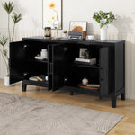 ZUN TREXM 4-door Retro Sideboard with Adjustable Shelves, Two Large Cabinet with Long Handle, for Living WF316368AAB