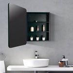 ZUN 24x30 inch Black Metal Framed Wall mount or Recessed Bathroom Medicine Cabinet with Mirror W135560548