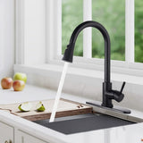 ZUN Pull Down Kitchen Faucet with Sprayer Stainless Steel Matte Black JYD3411MB