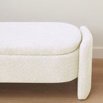 ZUN Ottoman Oval Storage Bench 3D Lamb Fleece Fabric Bench with Large Storage Space for the Living Room, W1825133565