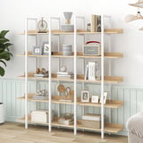 ZUN 5 Tier Bookcase Home Office Open Bookshelf, Vintage Industrial Style Shelf, MDF Board, White Metal WF300935AAC