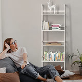 ZUN WTZ Bookshelf, Ladder Shelf, 5 Tier Bamboo Bookcase, Modern Open Book Case for Bedroom, Living Room, 46167598