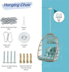 ZUN Outdoor Garden Rattan Egg Swing Chair Hanging Chair Wood+Light Gray W87470716