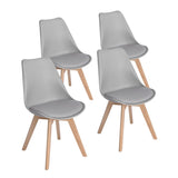 ZUN Set of 4 Dining Chairs PU Leather Solid Wood Beech Legs, grey W131470826