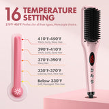 ZUN MiroPure 2 in 1 Ionic Hair Straightener Brush with Heat Resistant Glove, 30 Seconds Fast Heating, 33799443