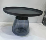 ZUN Smoke Glass Base with Black Painting Top Coffee Table, Living Room Center Table W1718130607