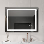 ZUN 32*24 LED Lighted Bathroom Wall Mounted Mirror with High Lumen Anti-Fog Separately Control Dimmer 21030977