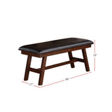 ZUN Black Faux Leathe Dining Bench, Dark Walnut SR011332