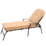 ZUN Adjustable Outdoor Steel Patio Chaise Lounge Chair with 5 Positions, UV-Resistant Cushions Beige 40396607