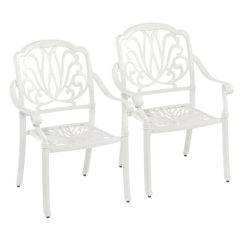 ZUN 2 PCS Outdoor Furniture Dining Chairs All-weather Cast Aluminum Patio Furniture for Patio Garden W167383475