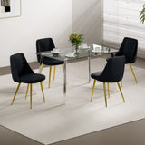 ZUN Modern simple velvet dining black chair home bedroom stool back dressing chair student desk chair W210115306