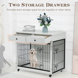 ZUN Dog Crate Furniture, Wooden Dog House, Decorative Dog Kennel with Drawer, Indoor Pet Crate End Table W1422109447