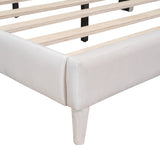 ZUN Full size Upholstered Cloud-Shape Bed ,Velvet Platform Bed with Headboard,No Box-spring Needed,Beige WF310647AAA
