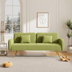 ZUN 70.47" Green Fabric Double Sofa with Split Backrest and Two Throw Pillows W1658120161