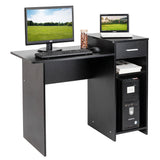 ZUN High-quality Integrated Melamine Board Computer Desk with Drawer 8526 Black 24627158