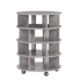 ZUN [New Design] Round pushable wooden shoe cabinet on wheels for 16-20 pairs of shoes-Brown W2272140325