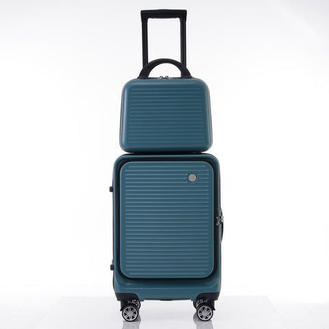 ZUN Carry-on Luggage 20 Inch Front Open Luggage Lightweight Suitcase with Front Pocket and USB Port, 1 PP314954AAG