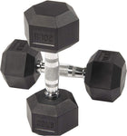 ZUN Rubber Coated Hex Dumbbells, Home Gym Training Hex Dumbbell with Metal Handle, 20lbs Free Weights in 19926394