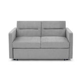 ZUN Loveseats Sofa Bed with Pull-out Bed, Adjsutable Back and Two Arm Pocket,Grey W48766862