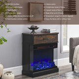 ZUN 25 inch Stand Side Table with 3-Sided glass Electric Fireplace W1769134114