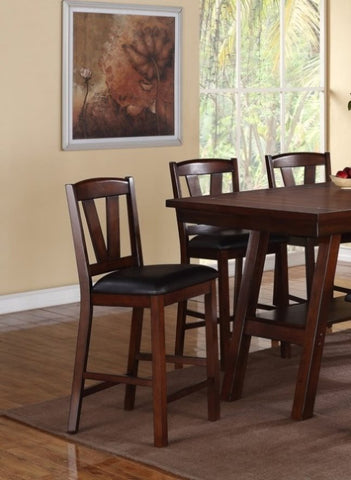 ZUN Dark Walnut Wood Framed Back Set of 2 Counter Height Dining Chairs Breakfast Kitchen Cushion Seats B01158666