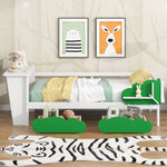 ZUN Twin Size Daybed with Desk, Green Leaf Shape Drawers and Shelves, White WF303126AAK